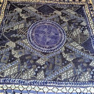 Vintage Saks Fifth Avenue Blue Silk Square Scarf